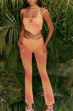 Oh Polly Women'S Clothing Sale - $65 And Under | Women'S Clothing Sale - $40 And Under^Tall Printed Mesh Flared Trousers in Orange