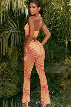 Oh Polly Women'S Clothing Sale - $65 And Under | Women'S Clothing Sale - $40 And Under^Tall Printed Mesh Flared Trousers in Orange