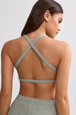 Oh Polly Matching Sets^Terry Towelling Scoop-Neck Bralette in Sage Grey SageGrey