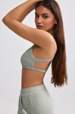 Oh Polly Matching Sets^Terry Towelling Scoop-Neck Bralette in Sage Grey SageGrey