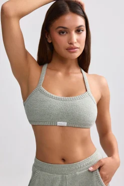 Oh Polly Matching Sets^Terry Towelling Scoop-Neck Bralette in Sage Grey SageGrey