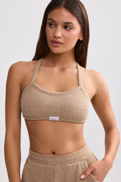 Oh Polly Matching Sets^Terry Towelling Scoop-Neck Bralette in Mocha Brown MochaBrown