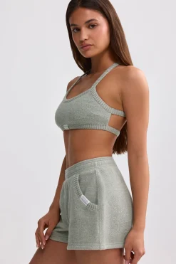Oh Polly Matching Sets | Shorts^Terry Towelling Shorts in Sage Grey SageGrey