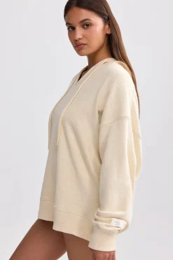 Oh Polly Tracksuits | Sweatshirts^Terry Towelling V-Neck Hoodie in Cream