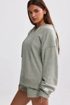 Oh Polly Tracksuits | Sweatshirts^Terry Towelling V-Neck Hoodie in Sage Grey SageGrey