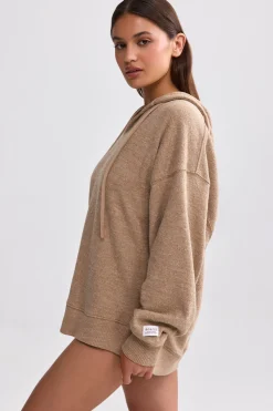 Oh Polly Tracksuits | Sweatshirts^Terry Towelling V-Neck Hoodie in Mocha Brown MochaBrown
