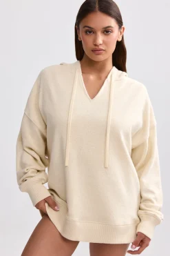 Oh Polly Tracksuits | Sweatshirts^Terry Towelling V-Neck Hoodie in Cream