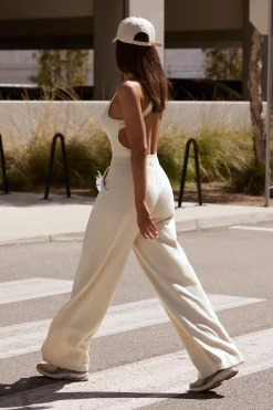 Oh Polly Tracksuits | Matching Sets^Terry Towelling Wide-Leg Joggers in Cream