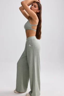 Oh Polly Tracksuits | Matching Sets^Terry Towelling Wide-Leg Joggers in Sage Grey SageGrey