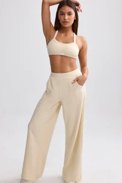 Oh Polly Tracksuits | Matching Sets^Terry Towelling Wide-Leg Joggers in Cream