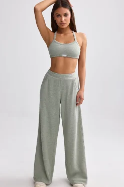 Oh Polly Tracksuits | Matching Sets^Terry Towelling Wide-Leg Joggers in Sage Grey SageGrey