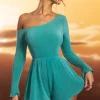 Oh Polly Women'S Clothing Sale - $65 And Under^Textured Jersey Asymmetric Cut Out Back Playsuit in Teal