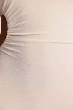 Oh Polly Jumpsuits & Unitards^Textured Jersey Halter Neck Ruched Cut Out Jumpsuit in Ivory
