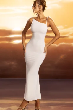 Oh Polly Bride To Be^Textured Jersey Open Back Maxi Dress in Ivory