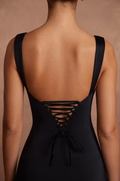 Oh Polly Graduation Dresses^Tie Up Back Mini Dress in Black