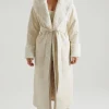 Oh Polly Outerwear | Fall Outfits^Tie Up Coat with Shearling Collar and Cuffs in Cream