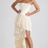 Oh Polly Bride To Be | Georgette And Chiffon^Tiered Corset Gown in Ivory