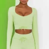 Oh Polly Women'S Clothing Sale - $65 And Under | Women'S Clothing Sale - $40 And Under^Time Check Ribbed Long Sleeve Crop Top in Lime