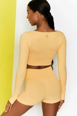 Oh Polly Women'S Clothing Sale - $65 And Under | Women'S Clothing Sale - $40 And Under^Time Check Ribbed Long Sleeve Crop Top in Yellow