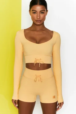 Oh Polly Women'S Clothing Sale - $65 And Under | Women'S Clothing Sale - $40 And Under^Time Check Ribbed Long Sleeve Crop Top in Yellow