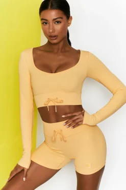 Oh Polly Women'S Clothing Sale - $65 And Under | Women'S Clothing Sale - $40 And Under^Time Check Ribbed Long Sleeve Crop Top in Yellow
