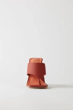 Oh Polly Women'S Clothing Sale - $40 And Under | Women'S Clothing Sale - $65 And Under^Toe Post Leatherette Mule Heels in Terracotta