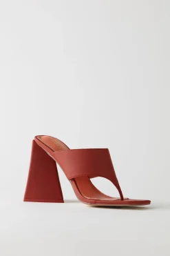 Oh Polly Women'S Clothing Sale - $40 And Under | Women'S Clothing Sale - $65 And Under^Toe Post Leatherette Mule Heels in Terracotta