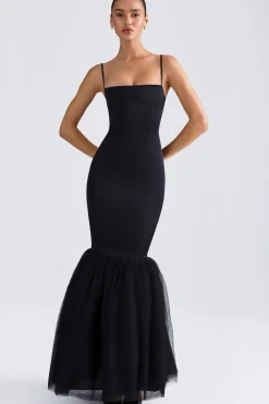 Oh Polly Wedding Guest | Tulle Dresses^Tulle Hem Fishtail Gown in Black