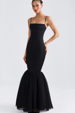 Oh Polly Wedding Guest | Tulle Dresses^Tulle Hem Fishtail Gown in Black