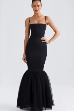 Oh Polly Wedding Guest | Tulle Dresses^Tulle Hem Fishtail Gown in Black