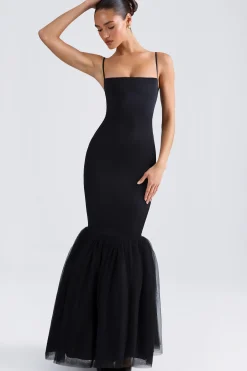 Oh Polly Wedding Guest | Tulle Dresses^Tulle Hem Fishtail Gown in Black