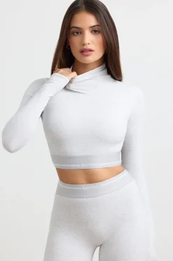 Oh Polly Women'S Clothing Sale - $65 And Under | Women'S Clothing Sale - $40 And Under^Turtleneck Backless Long-Sleeve Crop Top in Grey Marl GreyMarl