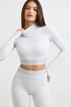 Oh Polly Women'S Clothing Sale - $65 And Under | Women'S Clothing Sale - $40 And Under^Turtleneck Backless Long-Sleeve Crop Top in Grey Marl GreyMarl