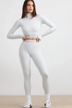 Oh Polly Women'S Clothing Sale - $65 And Under | Women'S Clothing Sale - $40 And Under^Turtleneck Backless Long-Sleeve Crop Top in Grey Marl GreyMarl