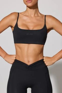Oh Polly Matching Sets | Sports Bras^Twist Back Scoop Neck Sports Bra in Black