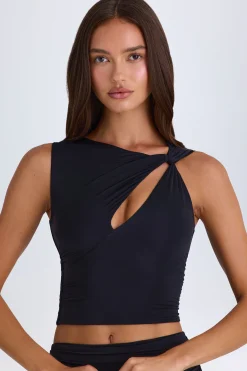 Oh Polly Co-Ords | Tops^Twisted Cut-Out Tank Top in Black
