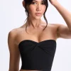 Oh Polly Co-Ords | Tops^Twist-Front Bandeau Top in Black