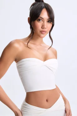Oh Polly Co-Ords | Tops^Twist-Front Bandeau Top in White