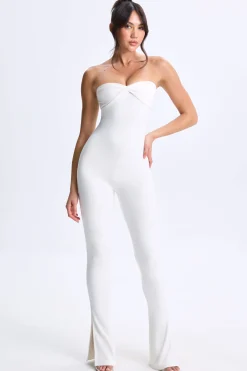 Oh Polly Women'S Clothing Sale - $65 And Under | Women'S Clothing Sale - $40 And Under^Twist-Front Split Hem Flared Jumpsuit in White