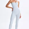 Oh Polly Women'S Clothing Sale - $65 And Under | Women'S Clothing Sale - $40 And Under^Twist-Front Split Hem Flared Jumpsuit in Dusty Blue DustyBlue