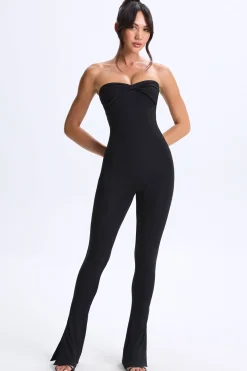 Oh Polly Women'S Clothing Sale - $65 And Under | Women'S Clothing Sale - $40 And Under^Twist-Front Split Hem Flared Jumpsuit in Black