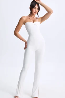 Oh Polly Women'S Clothing Sale - $65 And Under | Women'S Clothing Sale - $40 And Under^Twist-Front Split Hem Flared Jumpsuit in White
