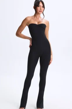 Oh Polly Women'S Clothing Sale - $65 And Under | Women'S Clothing Sale - $40 And Under^Twist-Front Split Hem Flared Jumpsuit in Black
