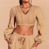 Oh Polly Women'S Clothing Sale - $65 And Under | Women'S Clothing Sale - $40 And Under^Uncovered Exposed Seam Bardot Crop Top in Beige