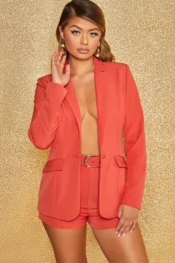 Oh Polly Women'S Clothing Sale - $65 And Under | Women'S Clothing Sale - $40 And Under^Unfinished Business High Waisted Belted Tailored Shorts in Red