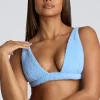 Oh Polly Lounge & Intimates | Co-Ords^V Neck Fleece Bralette in Baby Blue BabyBlue