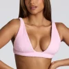 Oh Polly Tops | Lounge & Intimates^V Neck Fleece Bralette in Baby Pink BabyPink