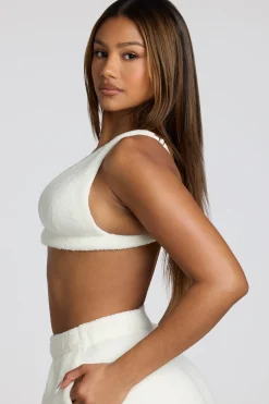 Oh Polly Lounge & Intimates | Co-Ords^V Neck Fleece Bralette in White