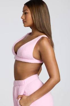 Oh Polly Tops | Lounge & Intimates^V Neck Fleece Bralette in Baby Pink BabyPink