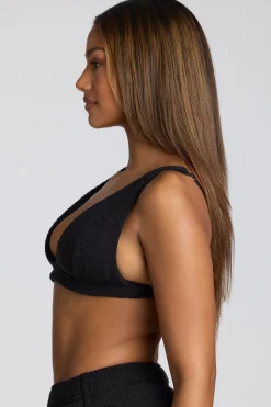 Oh Polly Lounge & Intimates | Co-Ords^V Neck Fleece Bralette in Black
